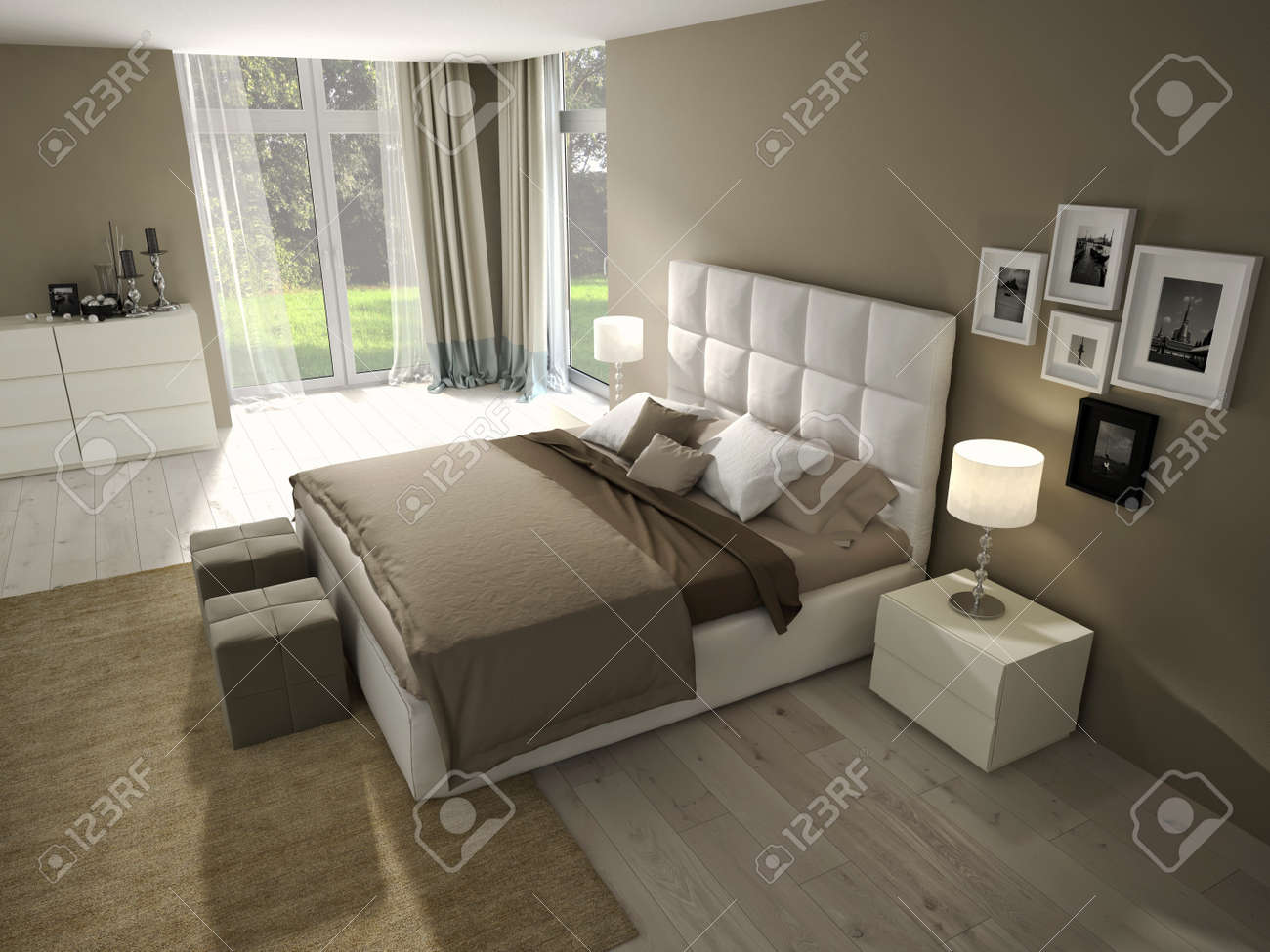 2mmedia #1 royalty vrije foto's, plaatjes, beelden en stock fotografie Slaapkamer donker meubilair