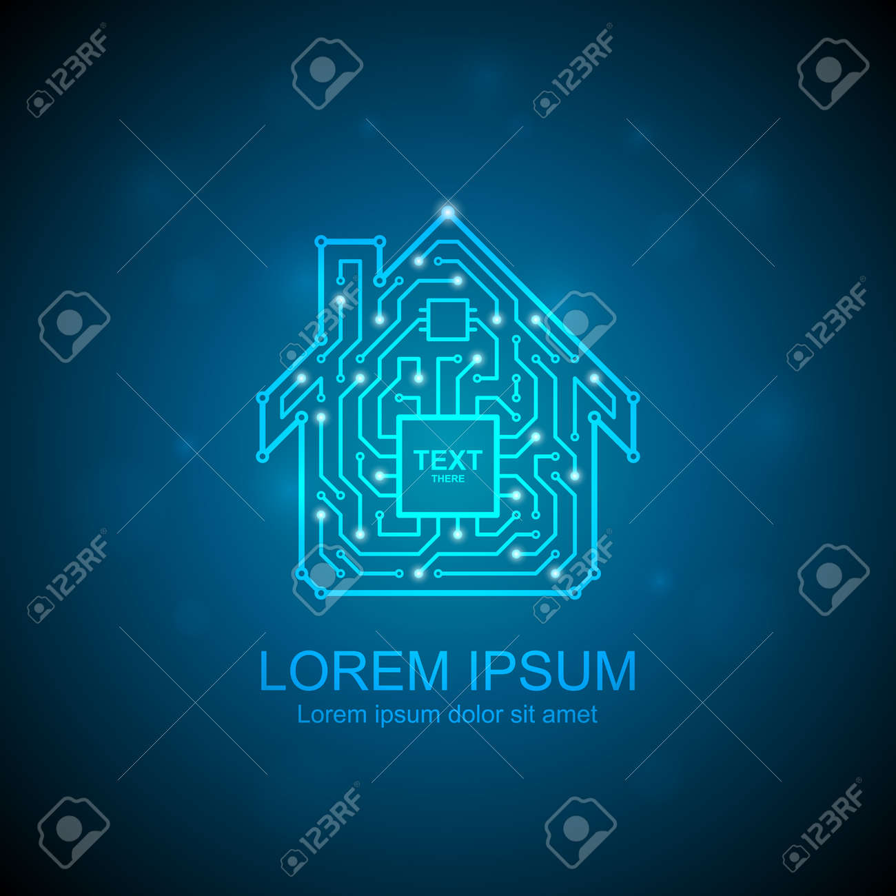 Circuit board maison icône. notion domotique clip art libres de ...