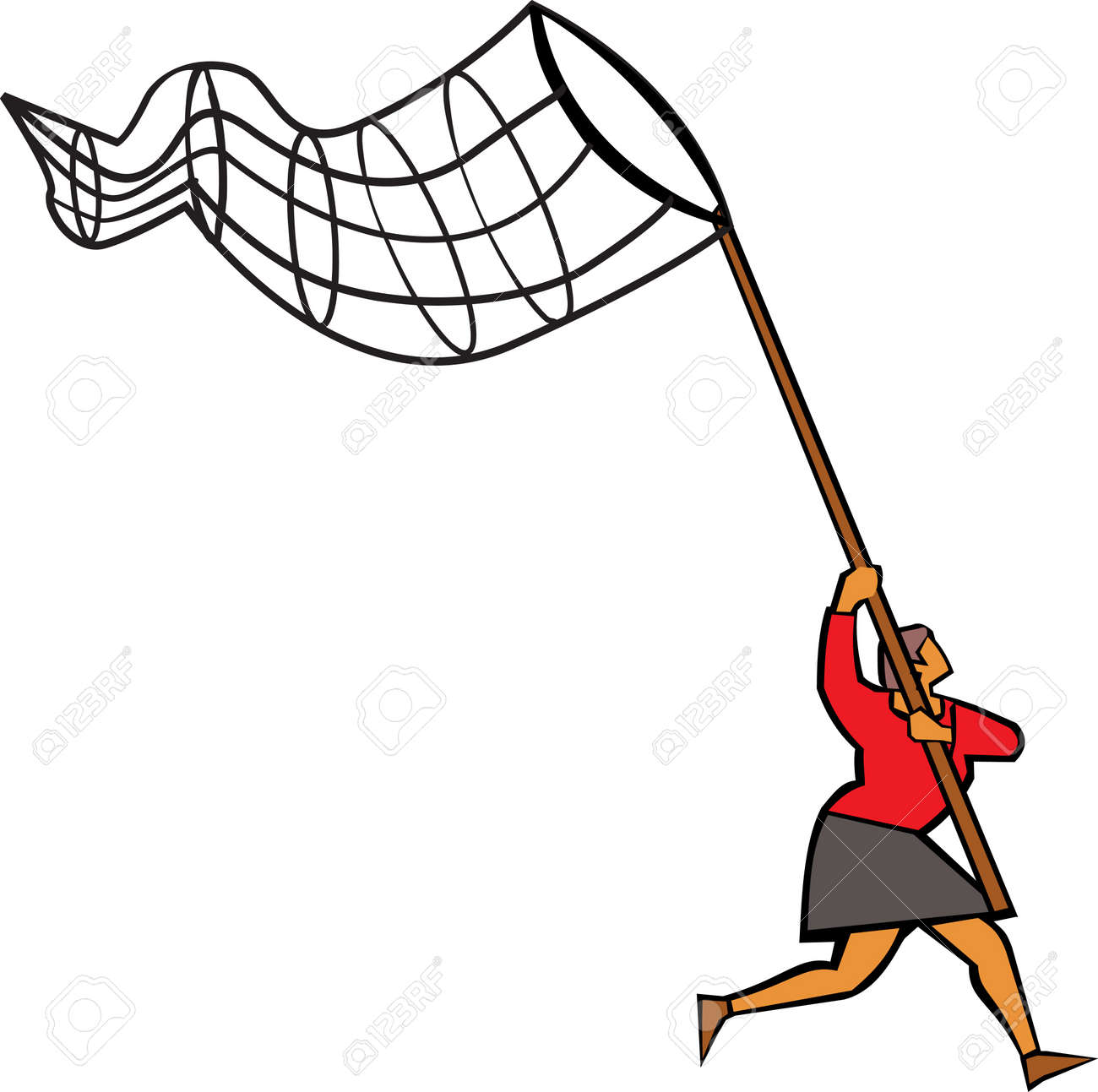 7861169-Woman-using-butterfly-net-to-cat