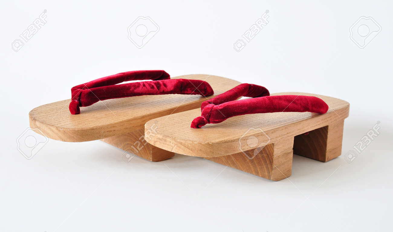 Pair Of Of Traditional Japanese Geisha Shoes Stock Photo, Picture