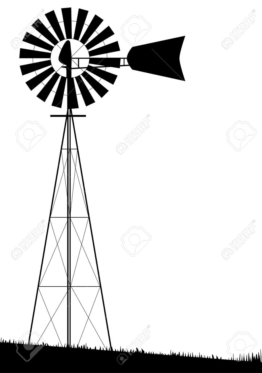 Windmill Pattern Windmill Art Silhouette Painting