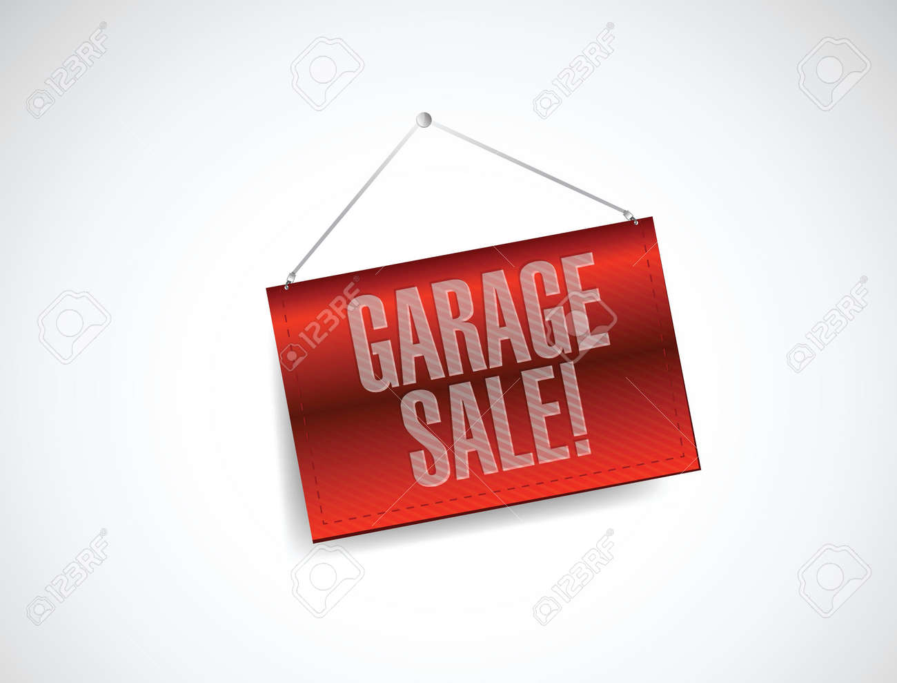 Garage sale red hanging banner illustration design over white ...