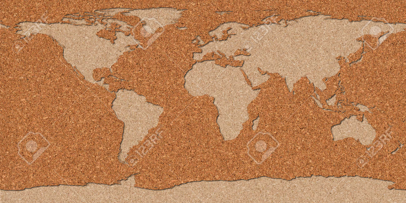 Mappa del mondo fatto con una tavola di sughero. foto royalty free ...