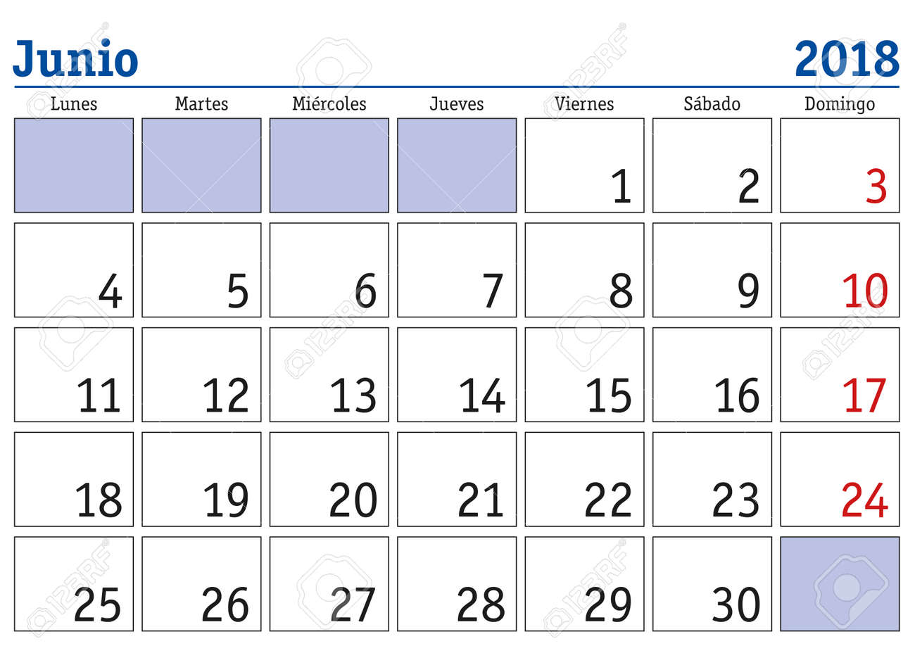 June Month In A Year 2018 Wall Calendar In Spanish. Junio 2018 ... June Month In A Year 2018 Wall Calendar In Spanish. Junio 2018 ...