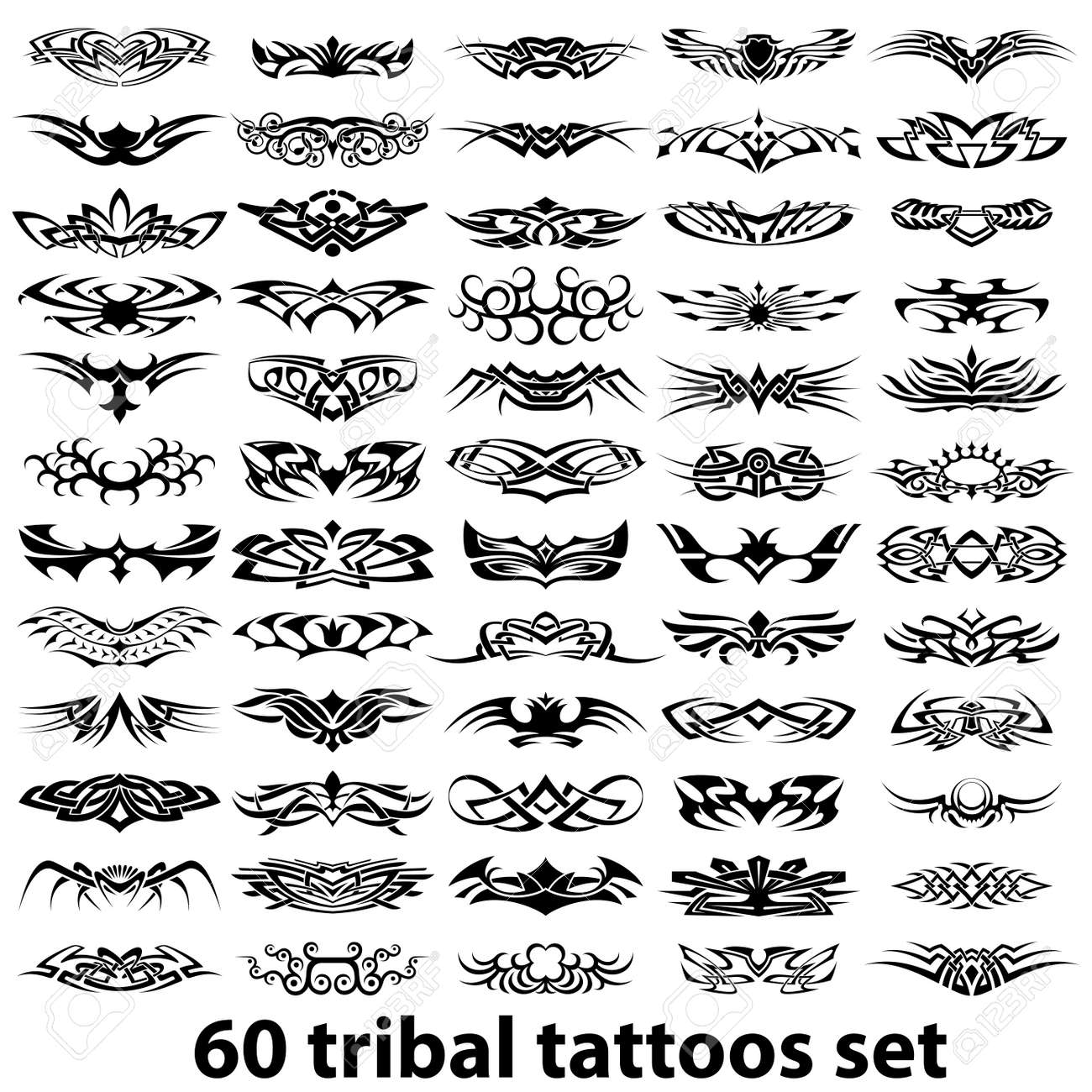 Tribal-Tattoos 13068698-60-various-tribal-tattoos-Stock-Vector-tribal-tattoo-design