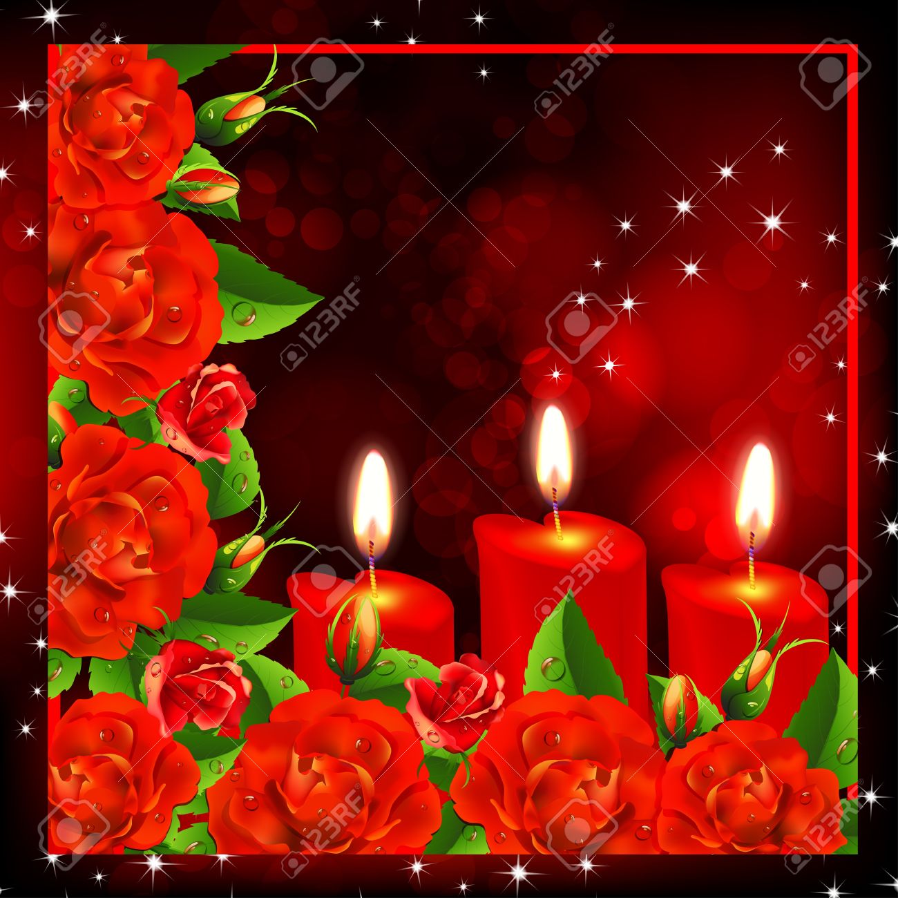 Red Roses With Candles Red Roses With Candles