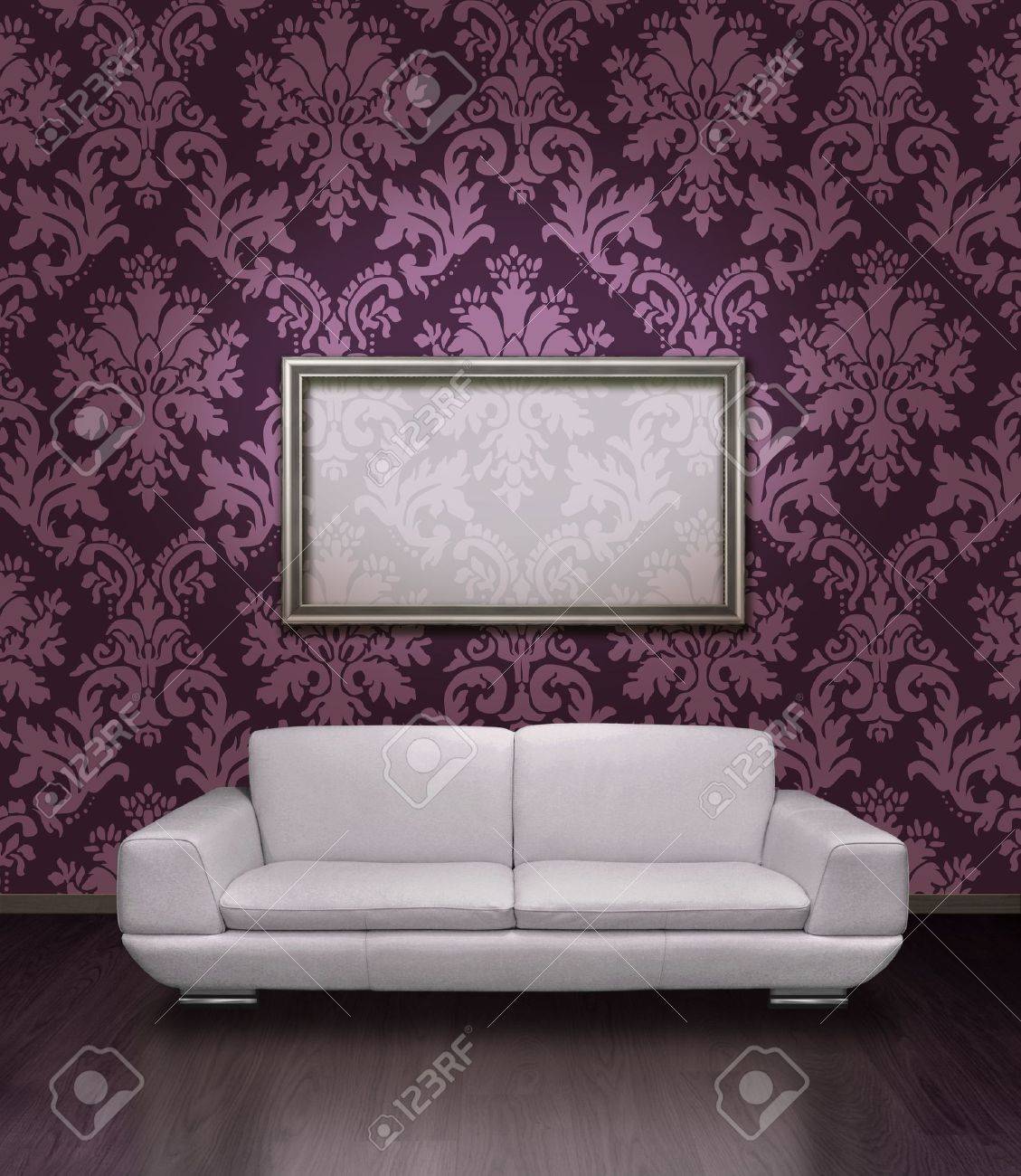 Moderne weiÃes leder sofa und silber verchromt frame in zimmer mit ... Lila sofa