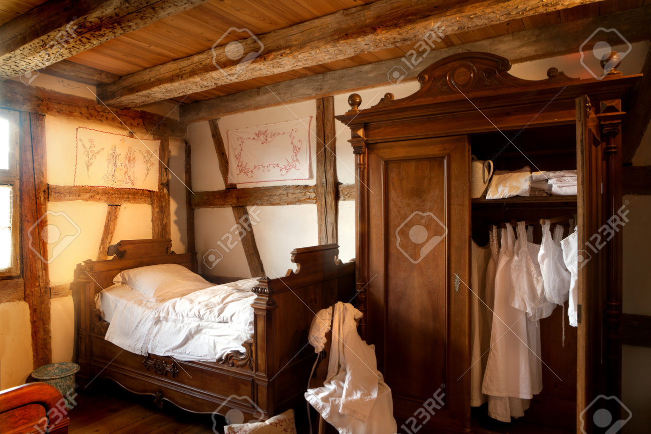 Altes schlafzimmer von 1900 in der Ãko museum von ungersheim ...