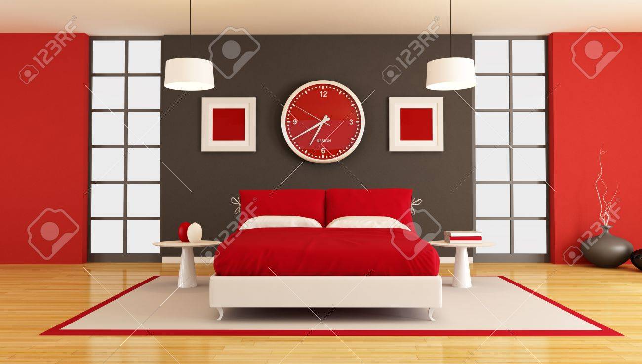 3d contemporain rouge et noir chambre rendu banque d'images et ...