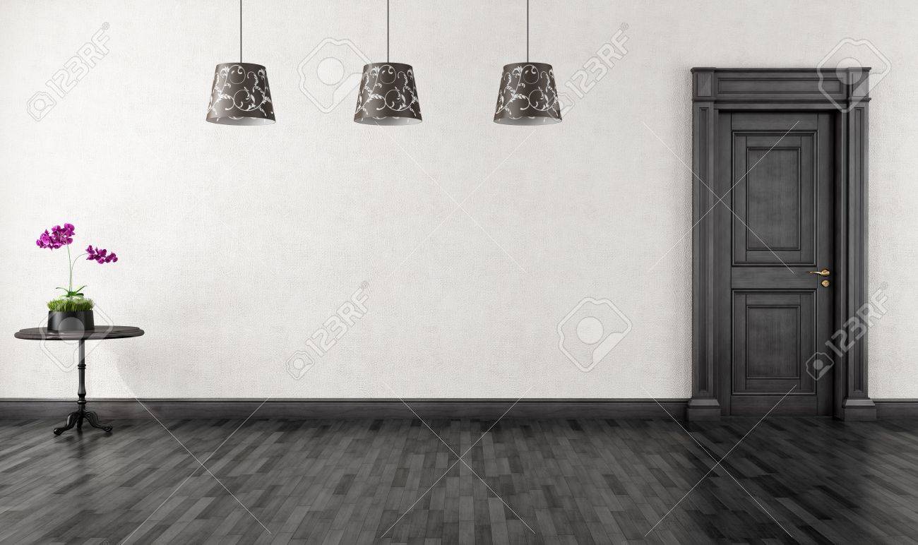 Vide chambre noire vintage avec porte rendu classique banque d ...