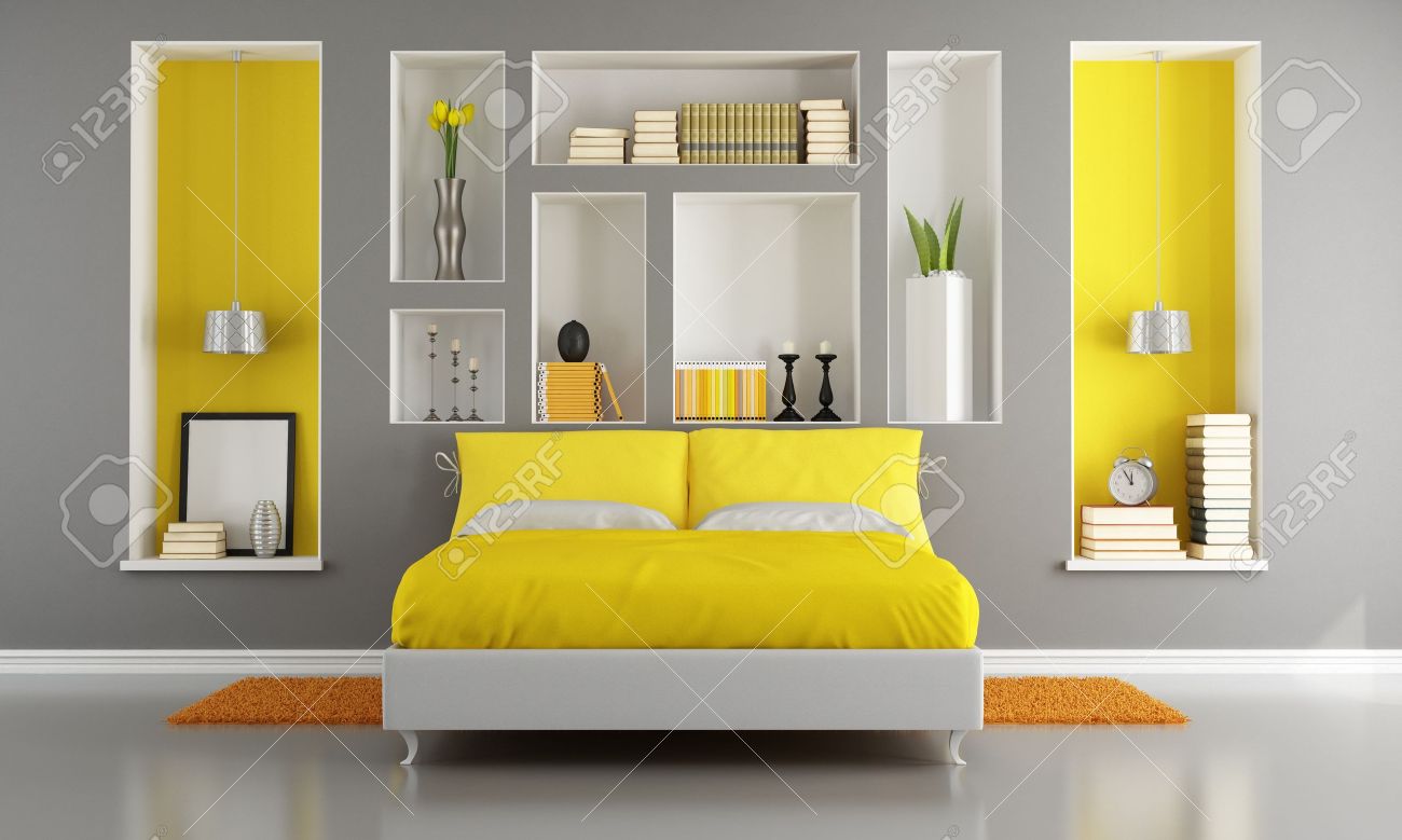 Schlafzimmer grau gelb: img die farbe grau im schlafzimmer ...