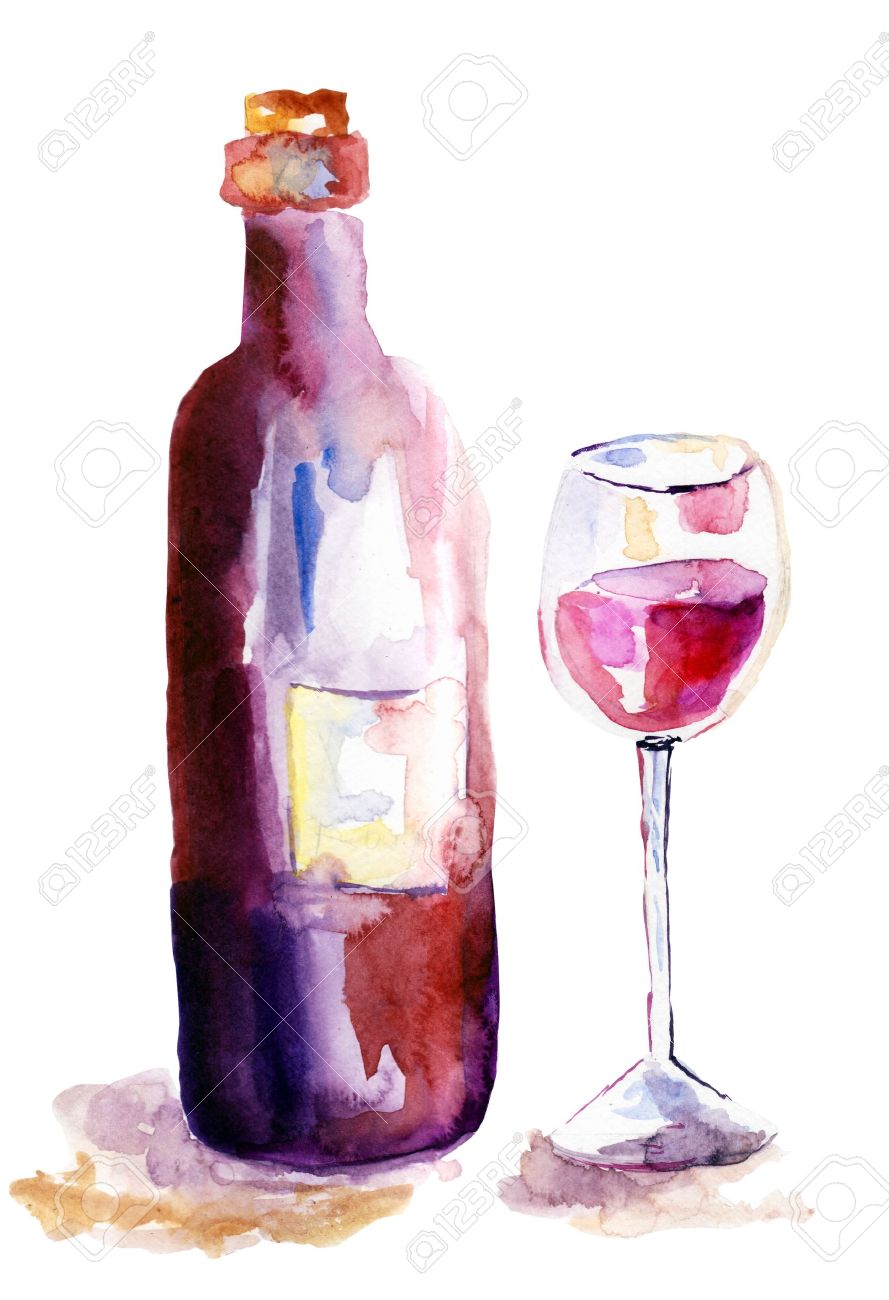 Watercolor Illustration Watercolor Wine