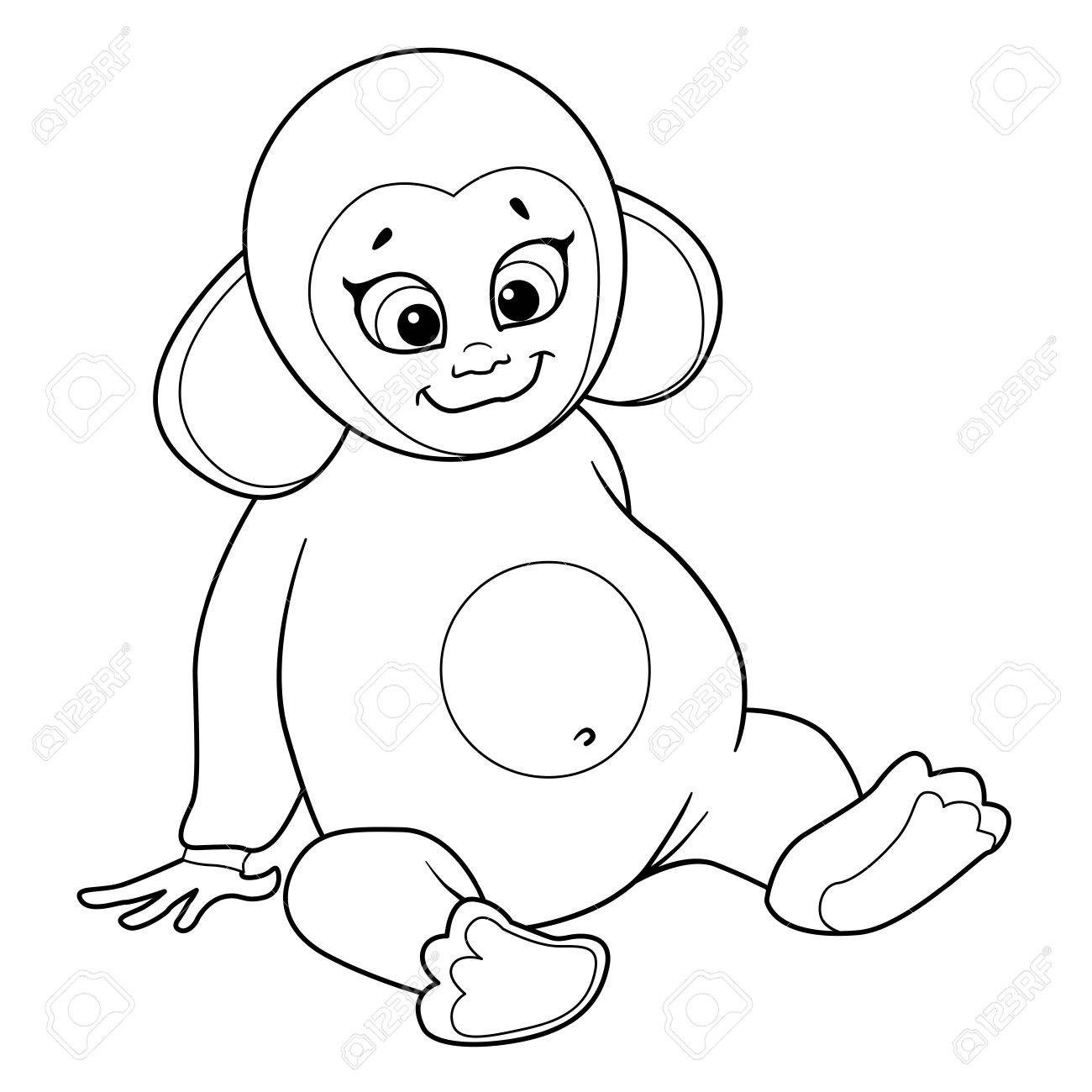 Livre De Coloriage Avec Bébé Mignon Habillé me Singe Clip Art Banque d images Livre de coloriage avec bébé mignon habillé me singe