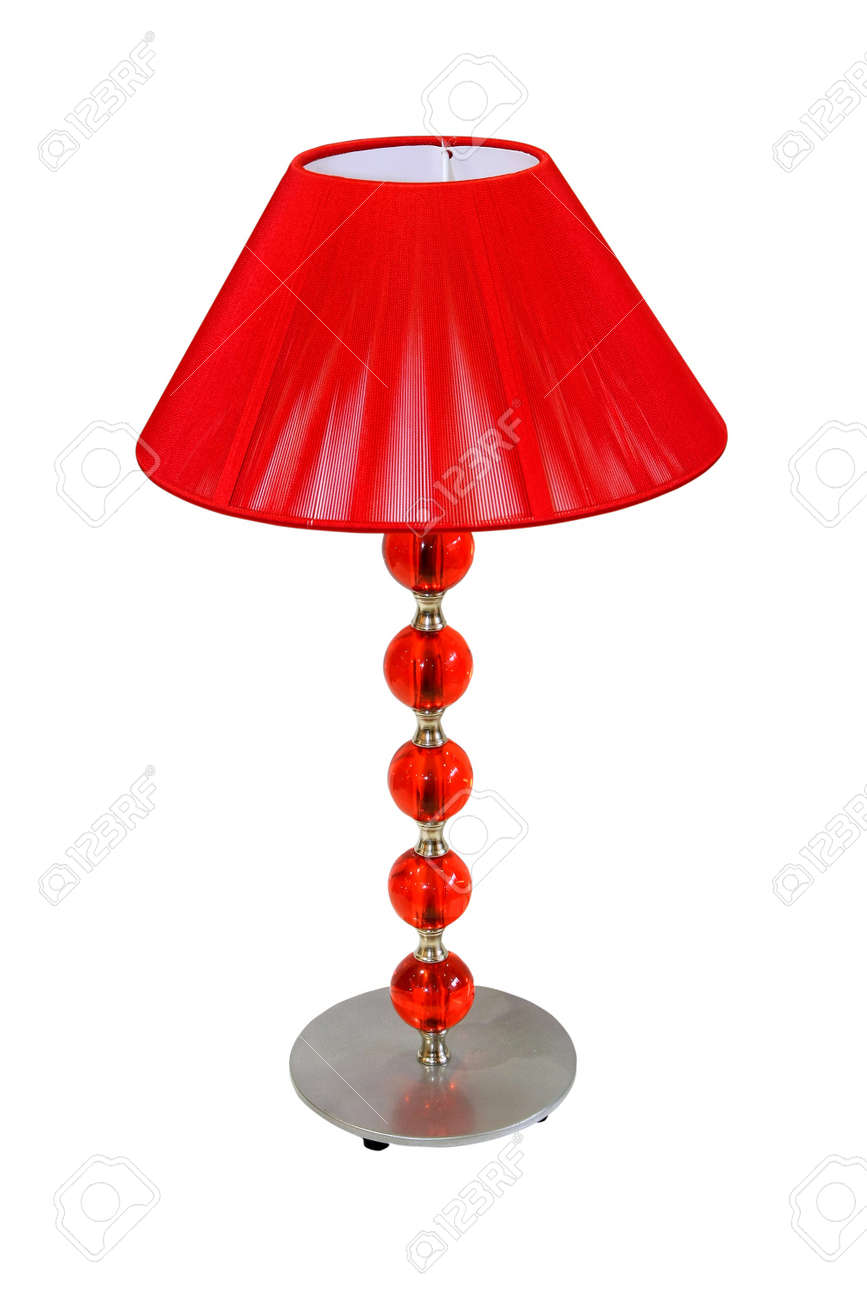 Lampe moderne avec abat jour rouge isolã banque dimages 8966000