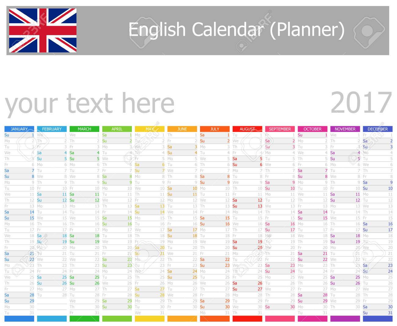 2017 English Planner Calendar 2017 English Planner Calendar