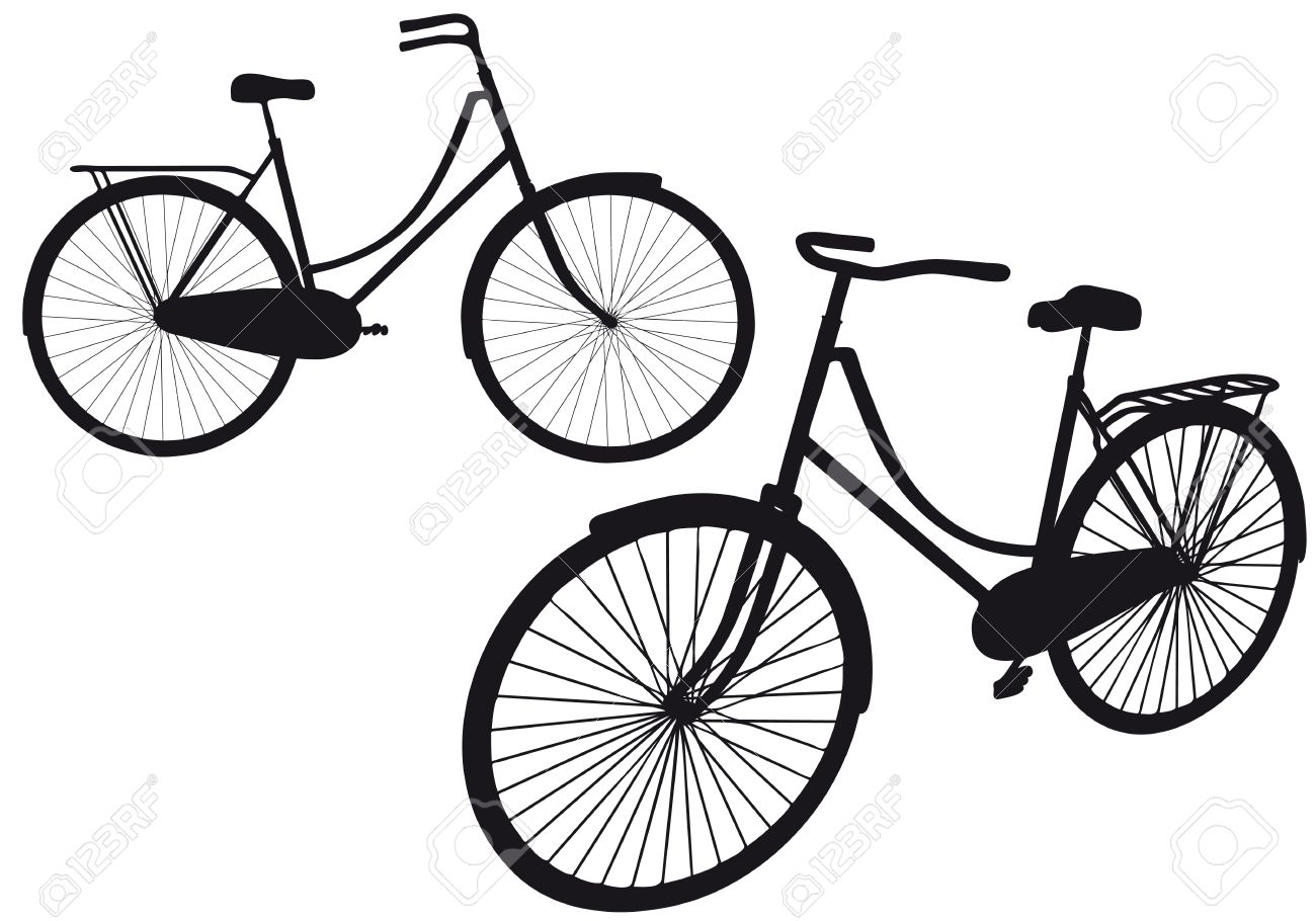 Bicycle With Basket Silhouette