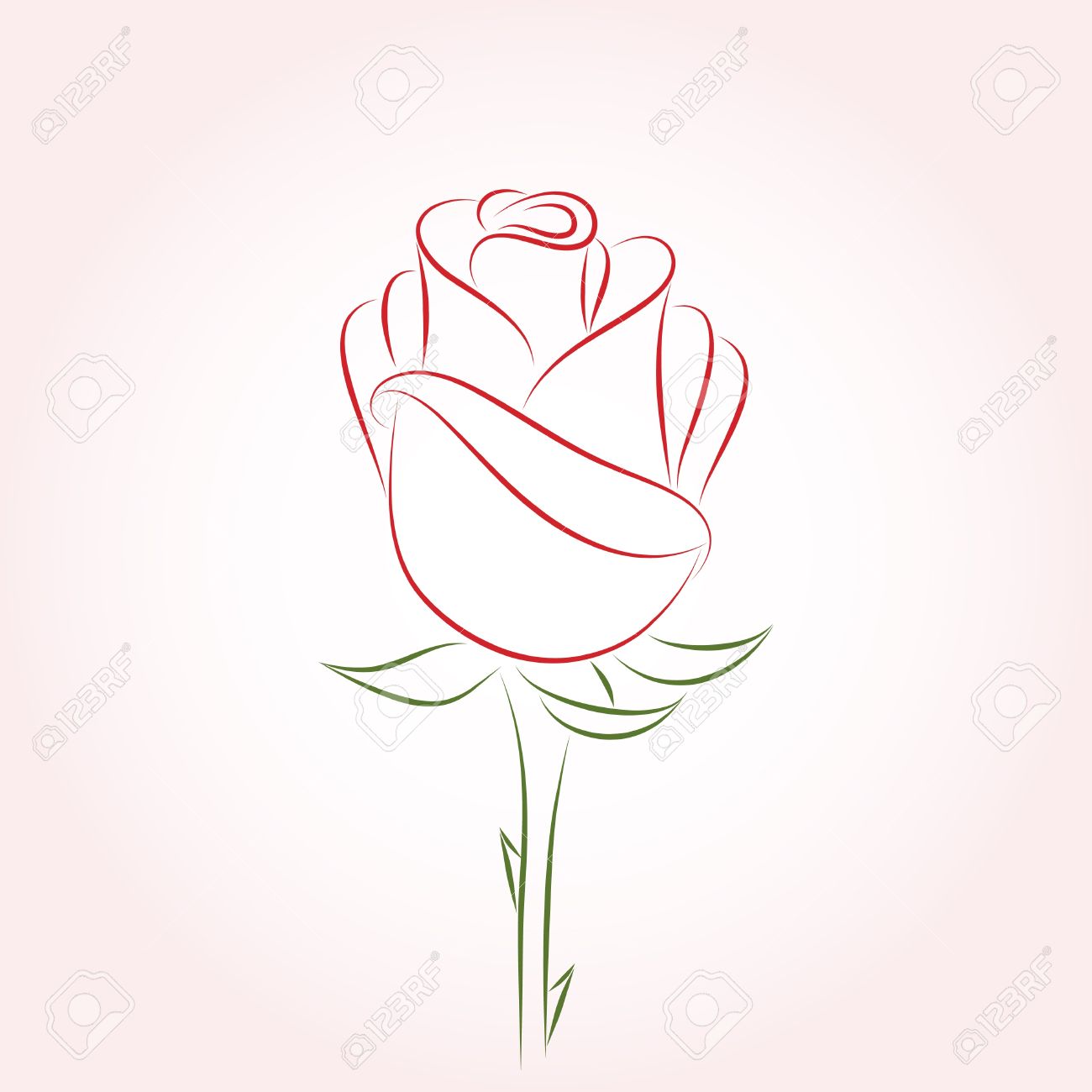 Simple Pink Rose Drawing