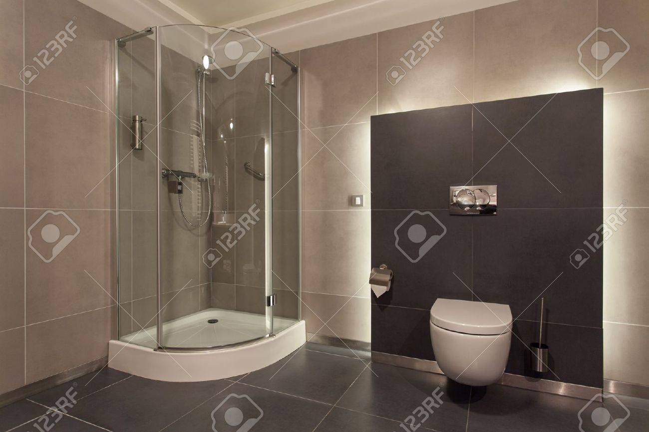 Woodland hotel lyxigt badrum inredning, wc, dusch royalty fria ...