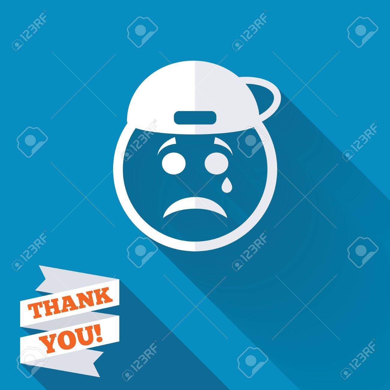 Cara rapero triste con signo icono desgarro. Llorando símbolo de chat. Icono blanco plana