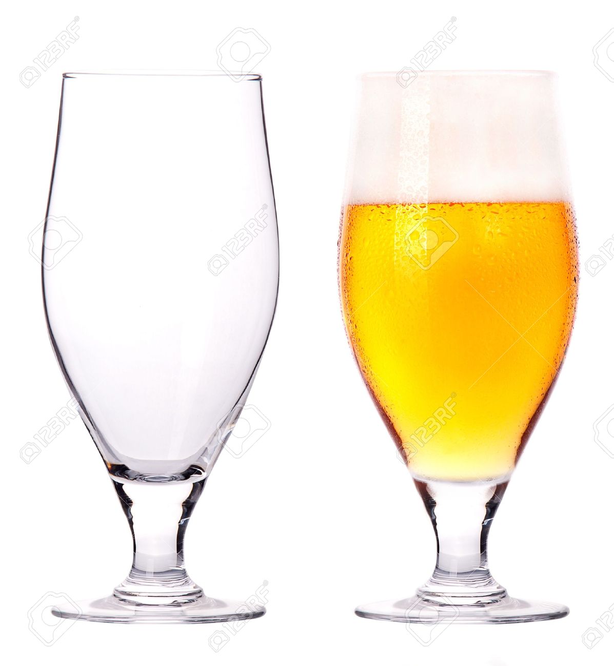 Worksheet Full And Empty beer glasses full and empty isolated on a white background stock photo 15133207