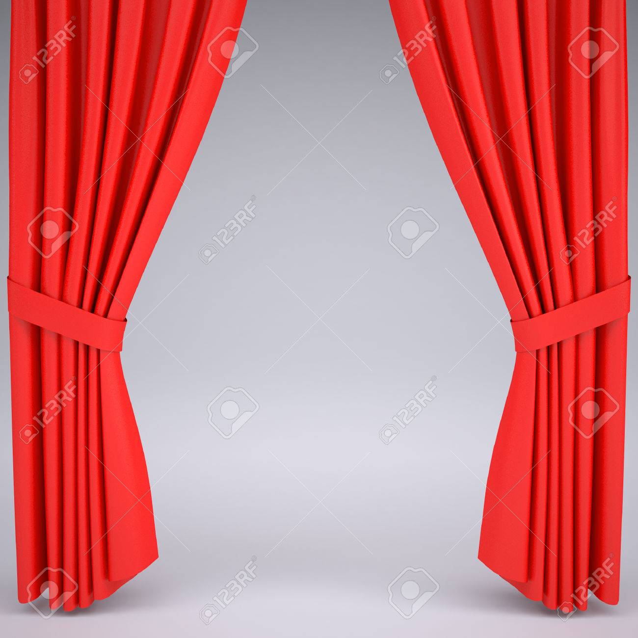 Open The Red Curtain Behind Of Gray Studio Background Open The Red Curtain Behind Of Gray Studio Background Stock Photo 27013645