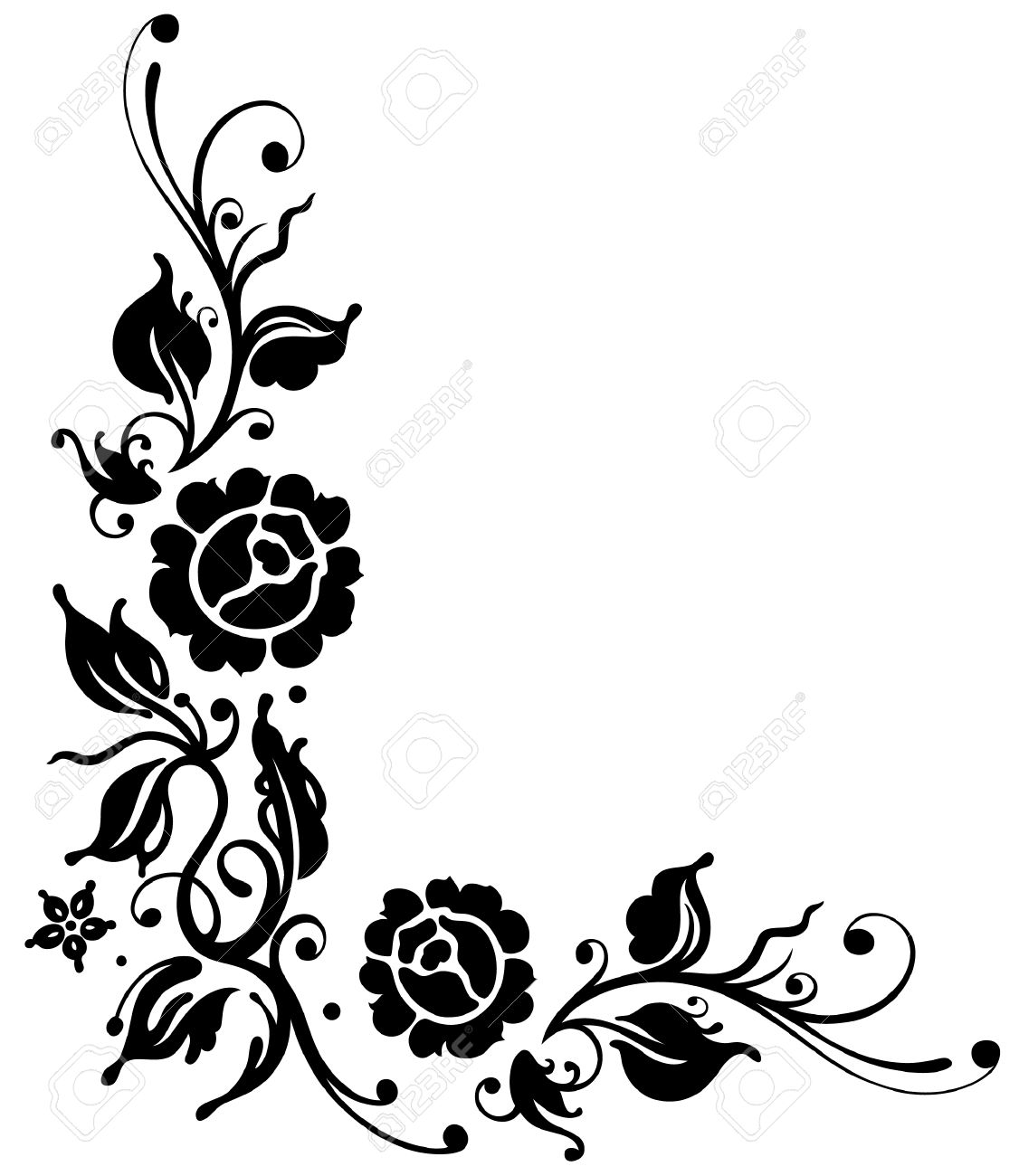 Rose Border Clipart Black And White