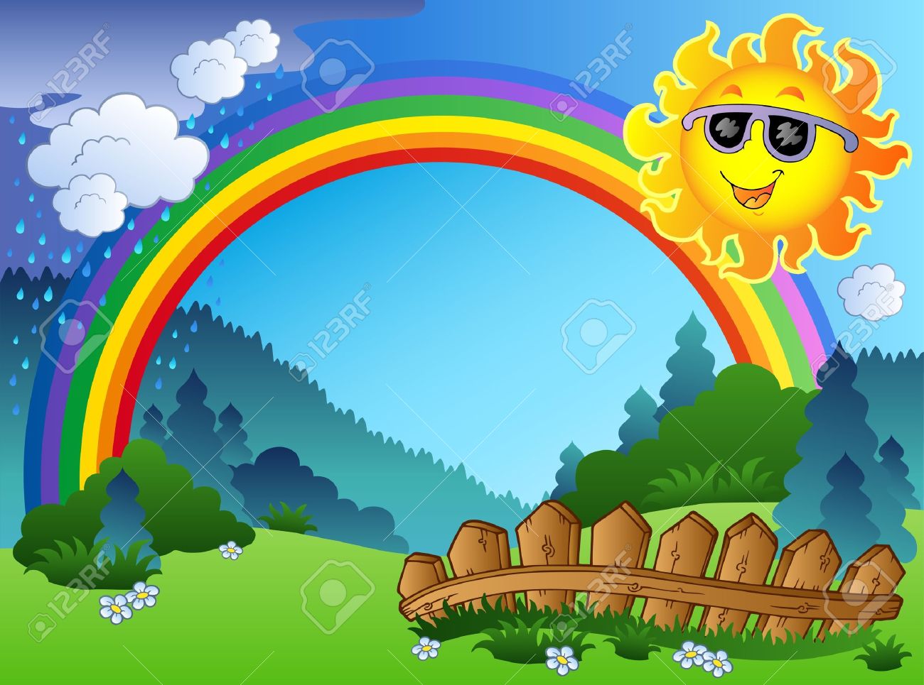 Cliparts Landscape with Rainbow