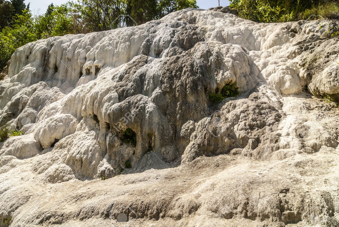 bagni san filippo siena tuscany italy white falls of salt stock