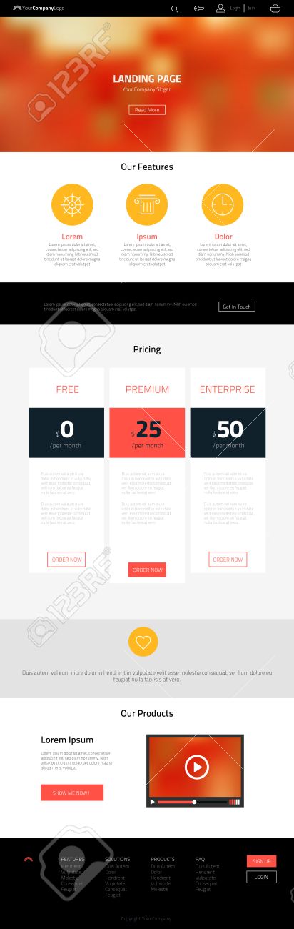 single page web template