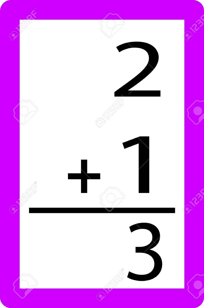 Worksheet Addition Flash Card two plus one addition flash card illustration for childrens education and learning