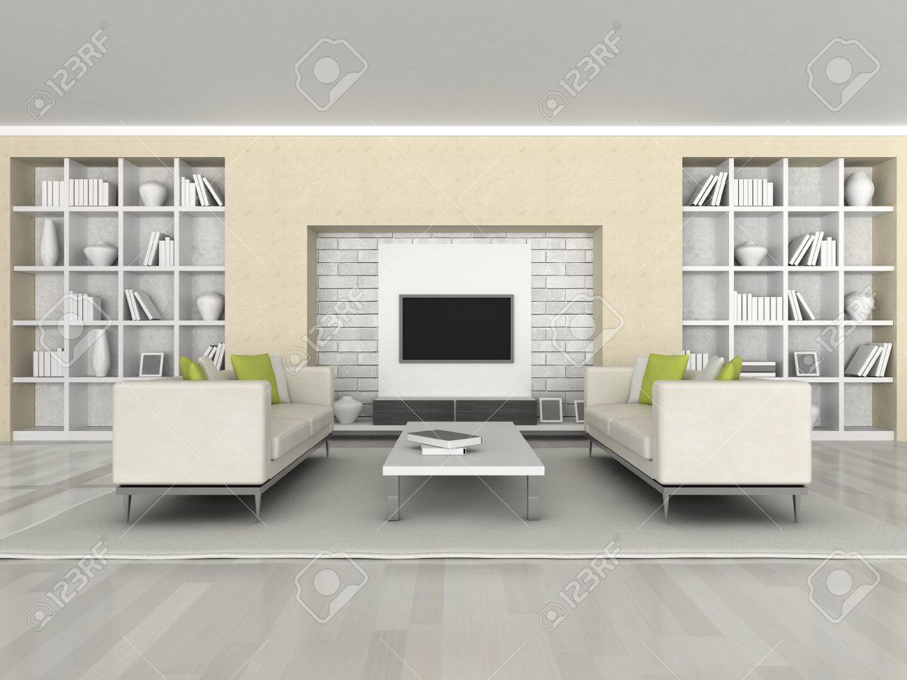Intérieur de la sofa de mur noir et blanc de chambre moderne, brun ...