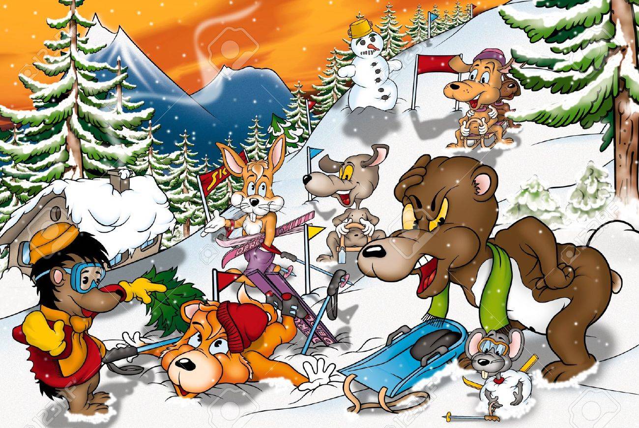 Image result for winter forest cartoon animals