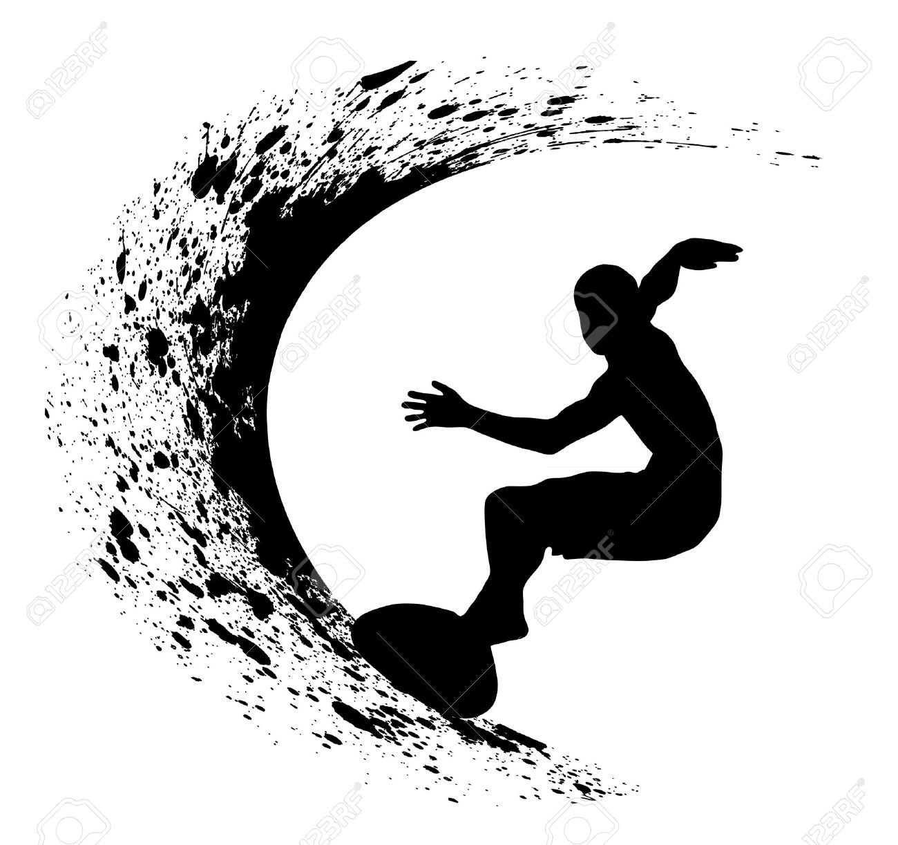 Surfer Silhouette Girl Clip Art