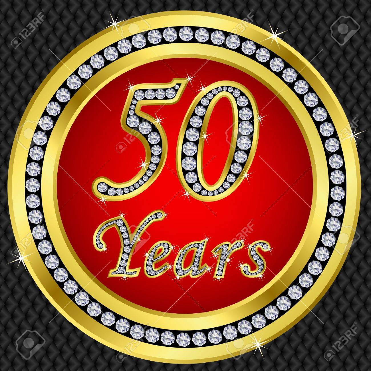 50 años bodas de oro con diamantes icono, ilustración vectorial Foto de archivo , 11659653