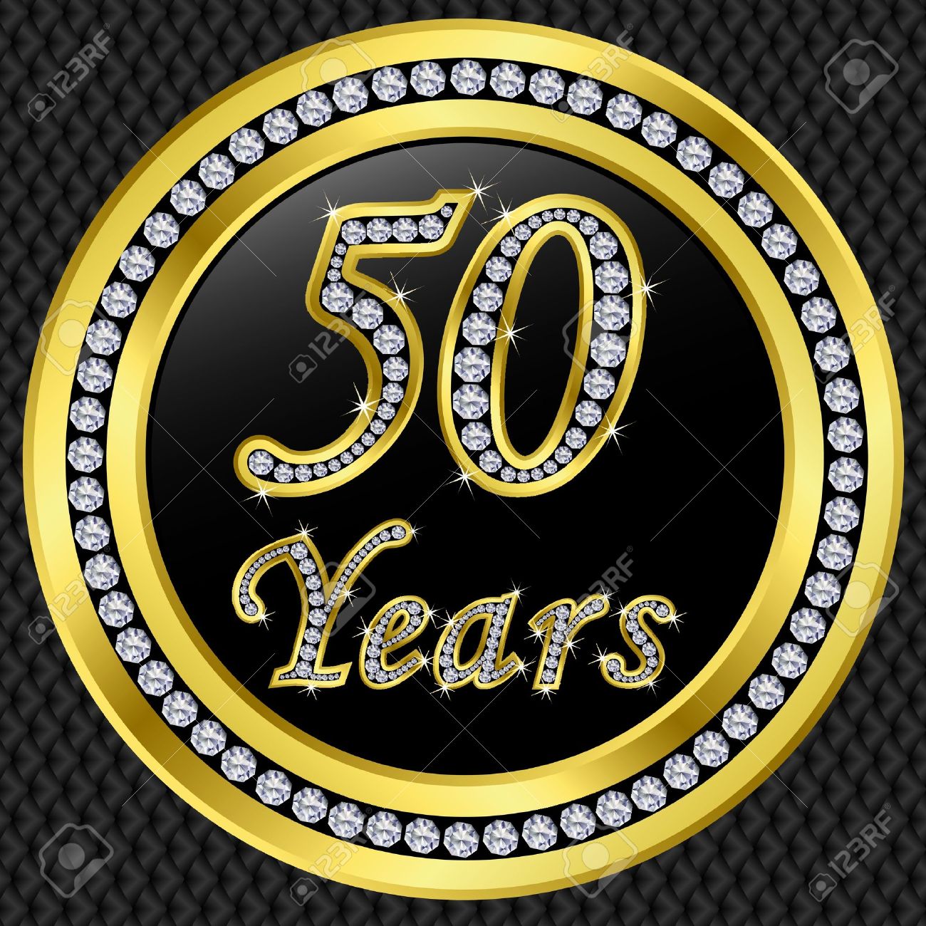 50 años bodas de oro icono de feliz cumpleaños con diamantes, ilustración vectorial Foto de