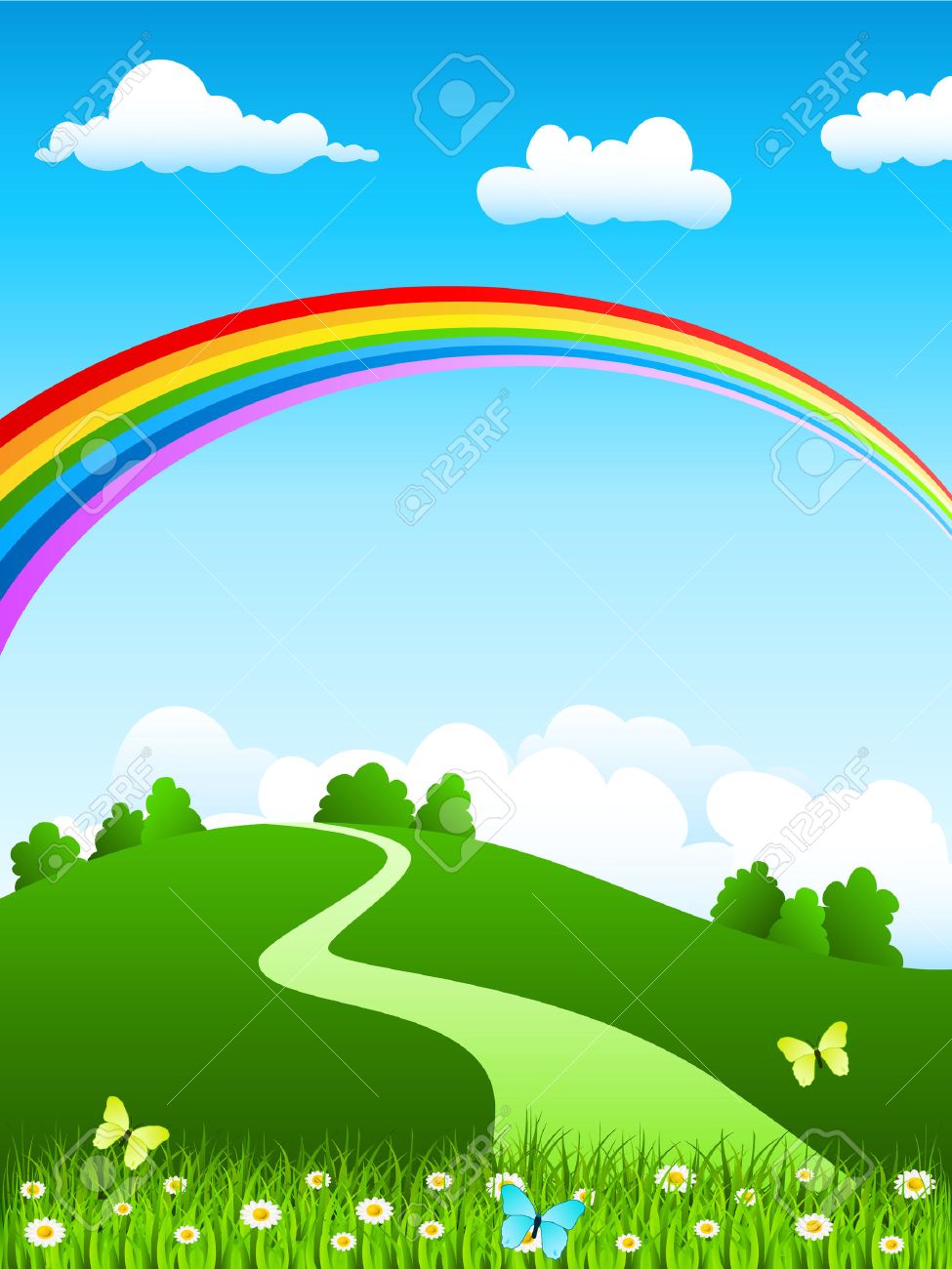 Cliparts Landscape with Rainbow