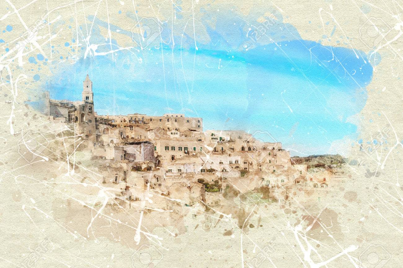 Vista panoramica delle pietre tipiche (sassi di matera) e la ...