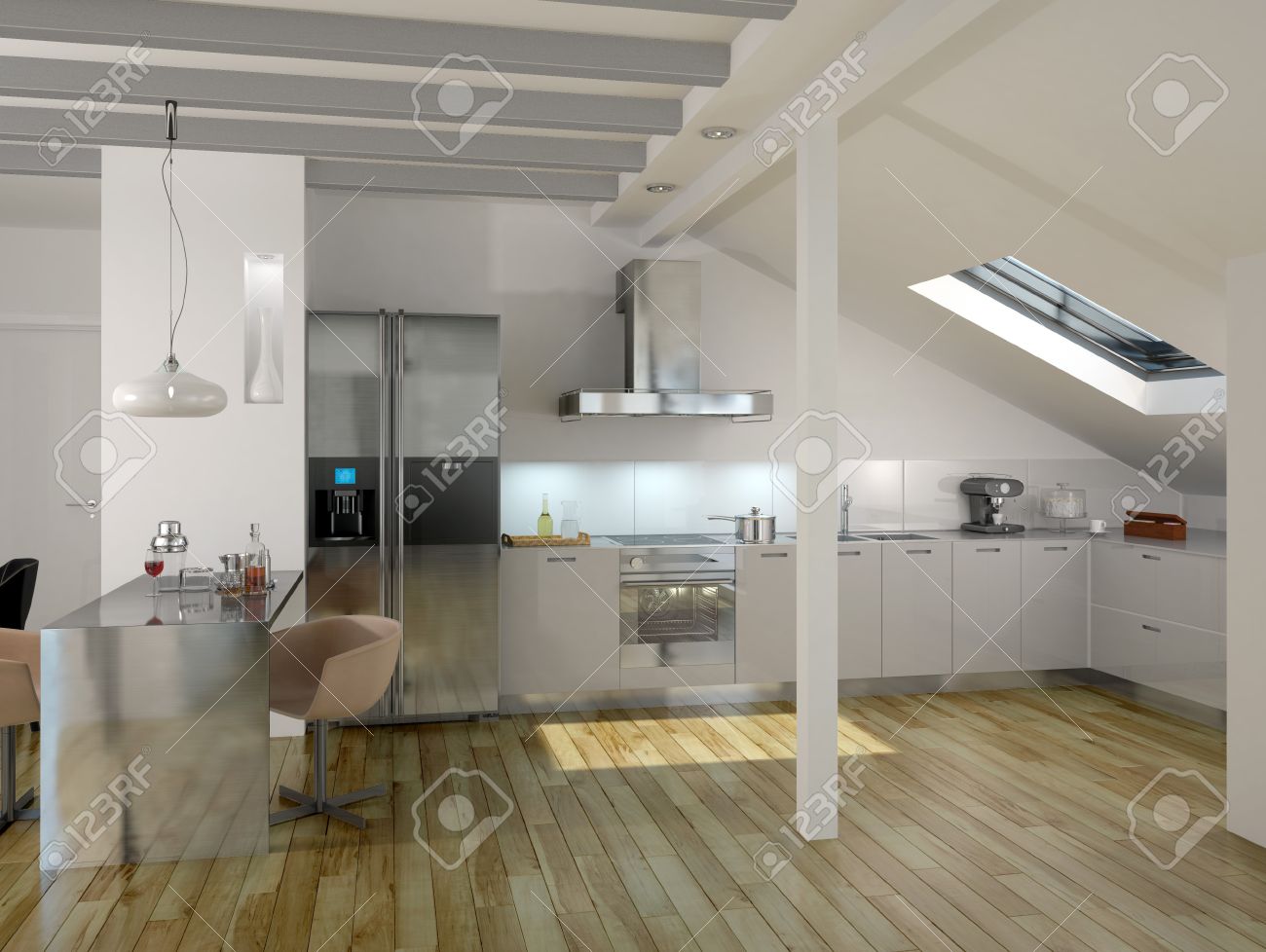 Moderne luxe keuken appartement architectuur interieur royalty ...