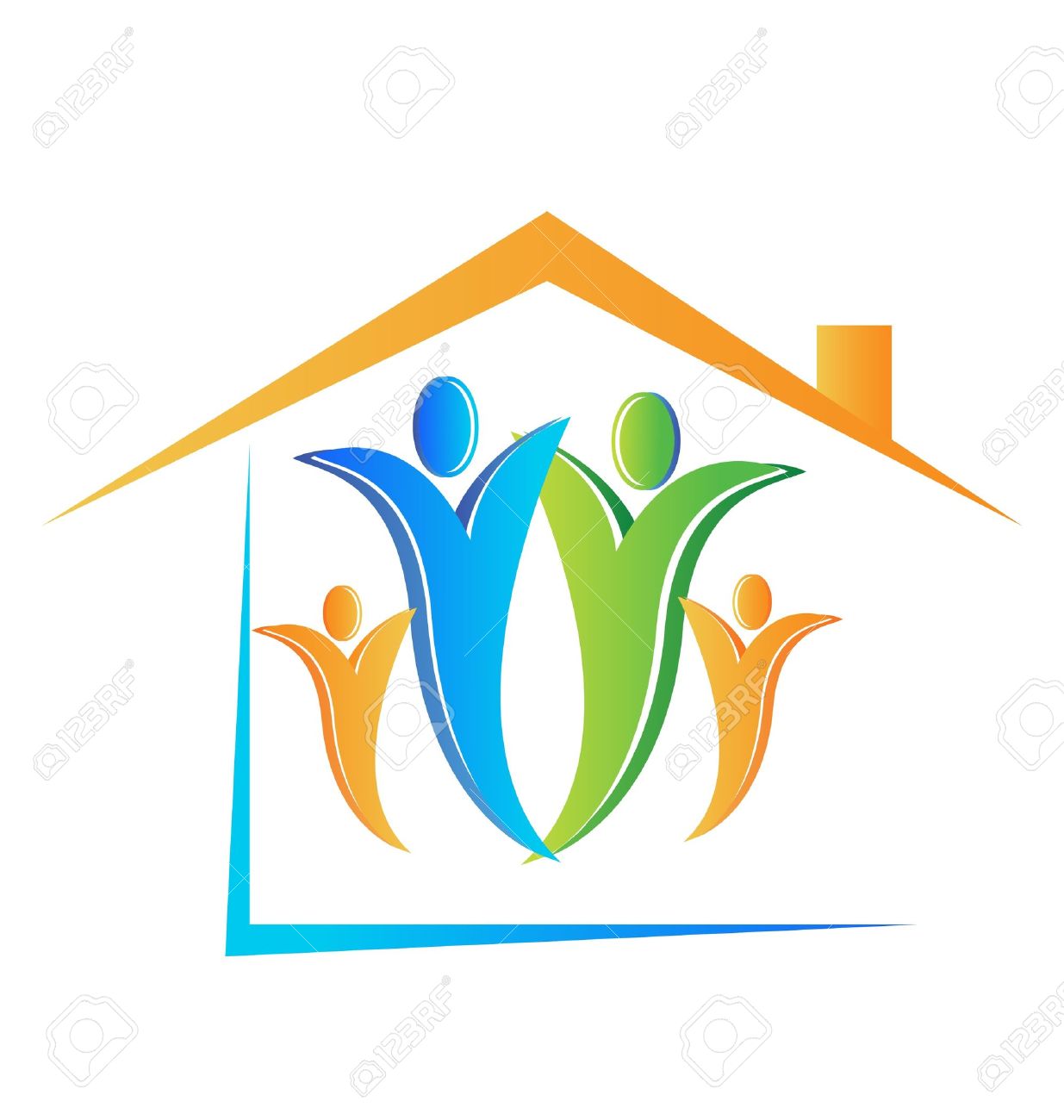 Famille Et Le Logo De La Maison Clip Art Libres De Droits , Vecteurs Et