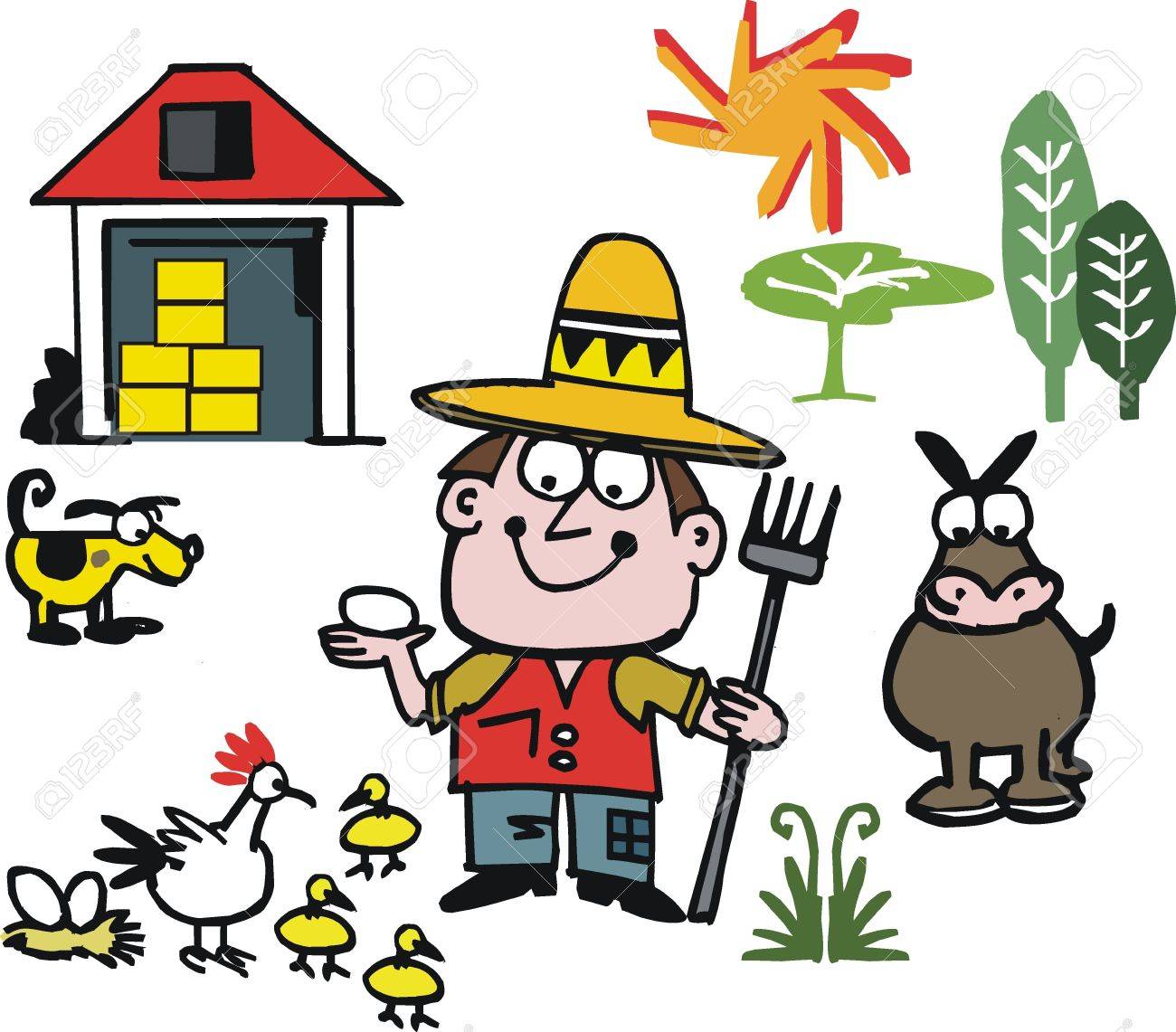 Image: http://previews.123rf.com/images/goodshotalan/goodshotalan1304/goodshotalan130400003/19255681-Caricature-de-fermier-avec-des-animaux-Banque-d%27images.jpg Rsultat de recherche dimages pour fermier