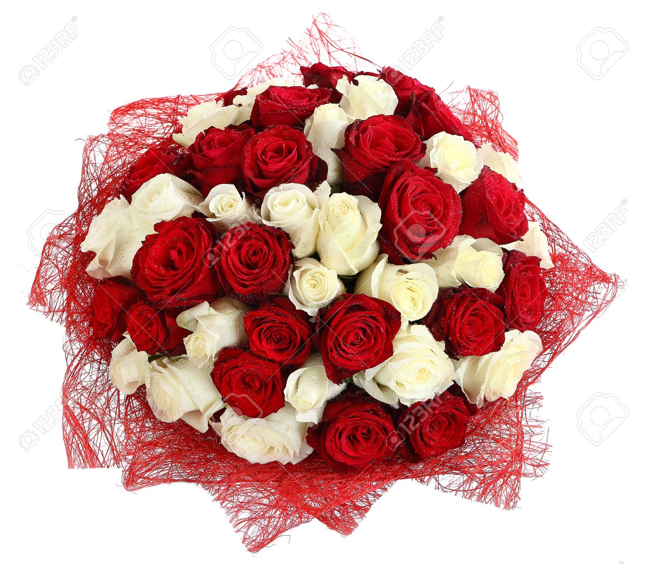 White And Red Rose Bouquet White And Red Rose Bouquet
