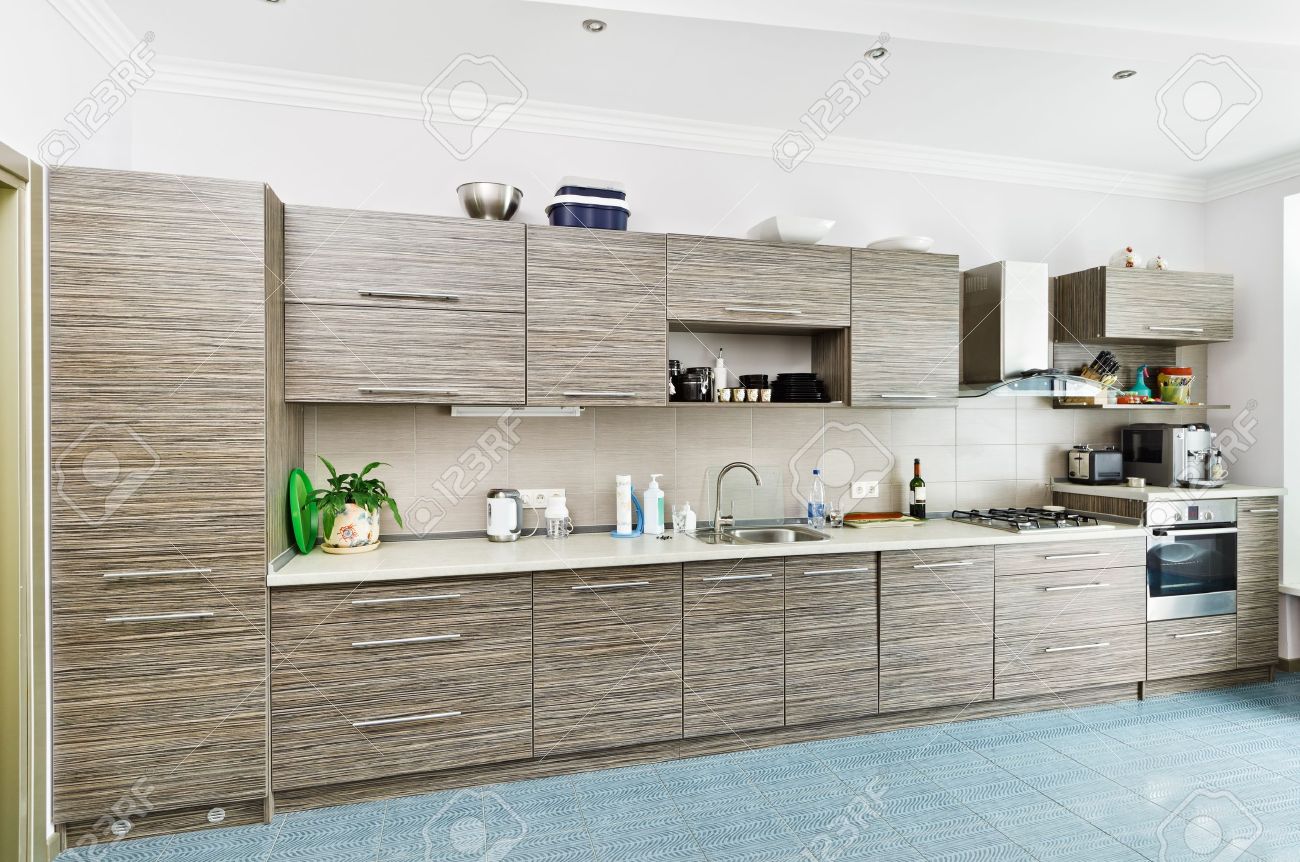 Interieur in moderne minimalisme stijl keuken met patroon grijs ... Keuken moderne grijze