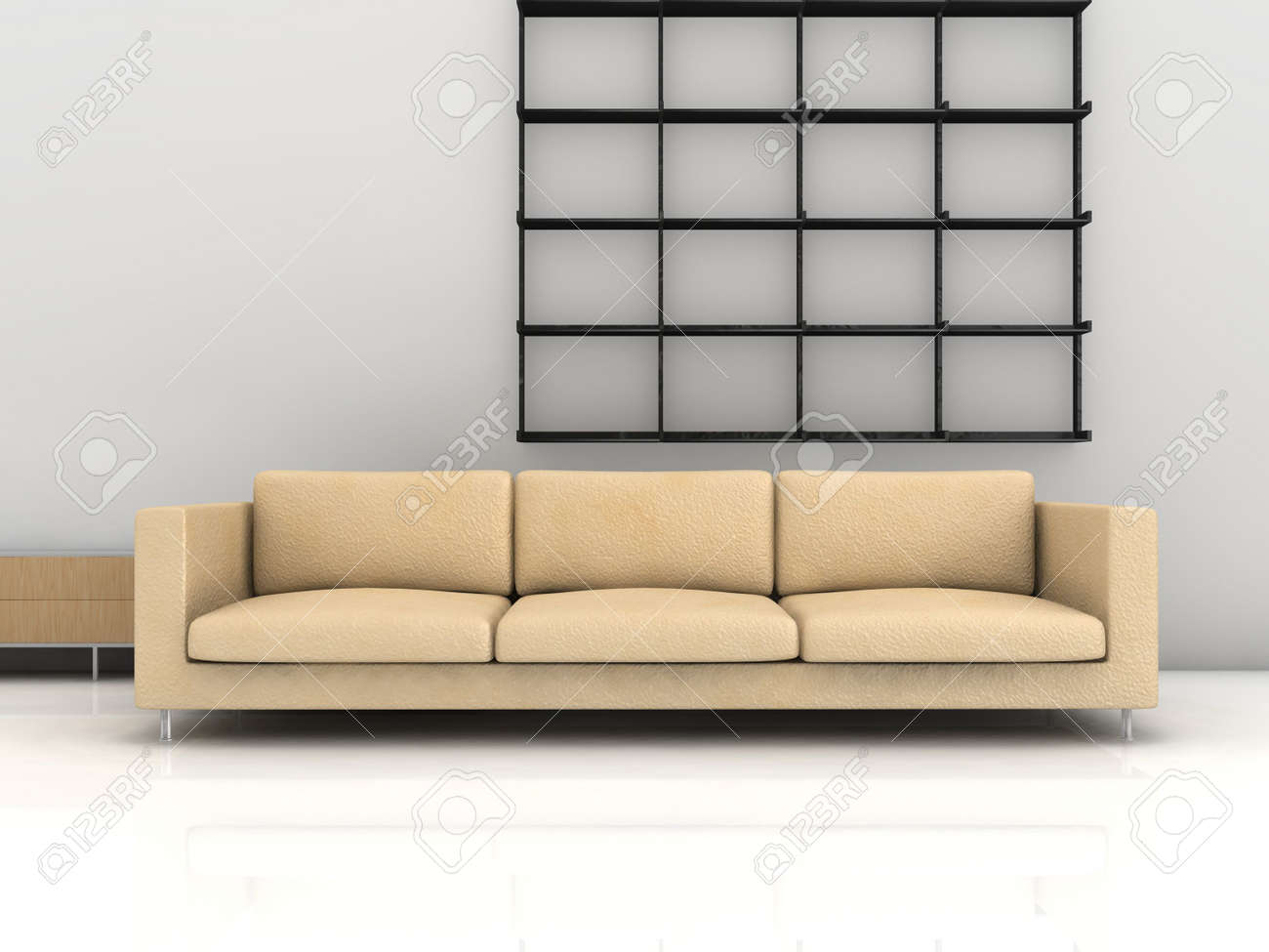 Living Room Living Room Setting minimalist living room setting scene couch and rack stock photo rack