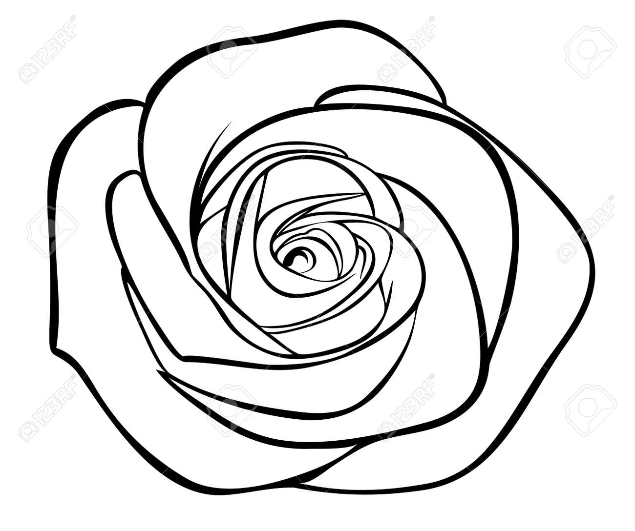 Rose Black And White Outline