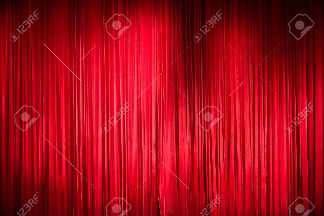 Pluche rood fluweel theater gordijnen. royalty vrije foto ...