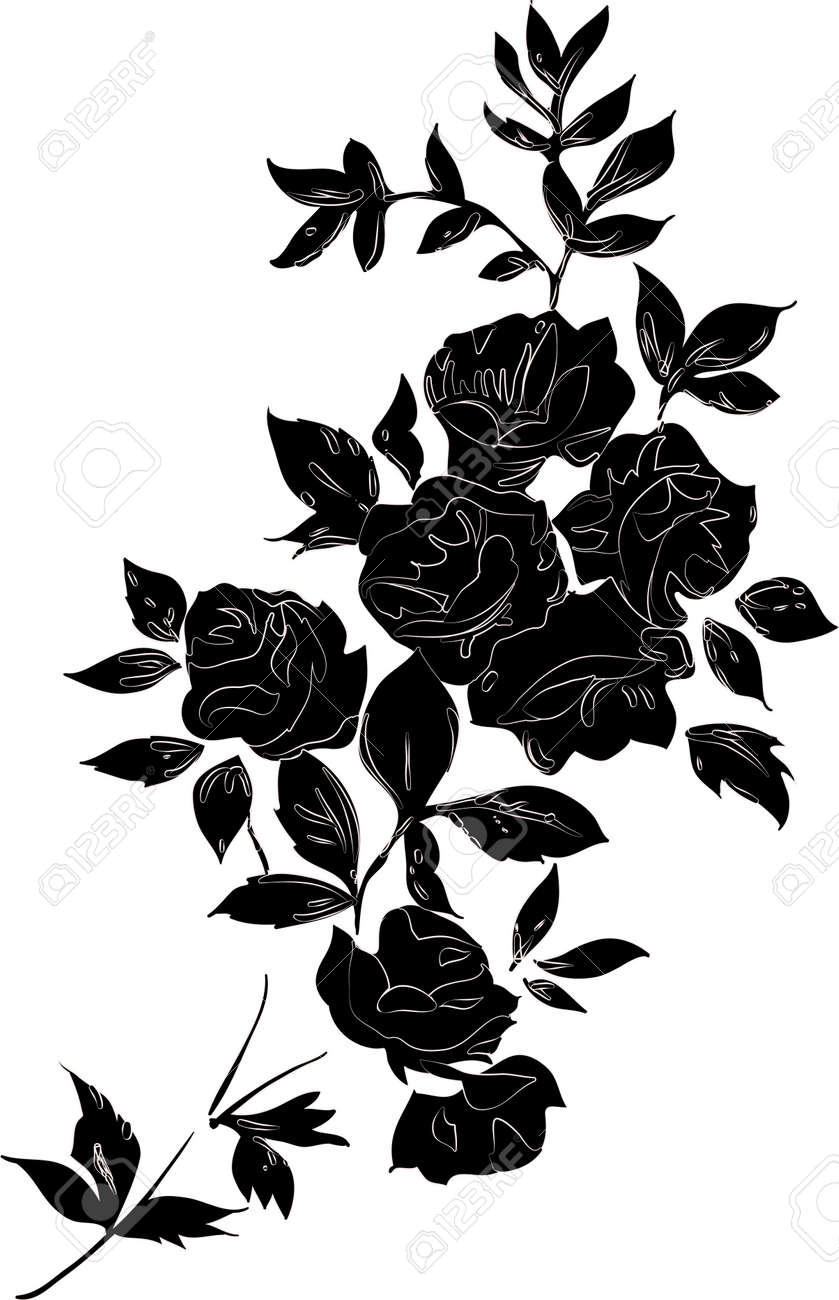 Rose Black And White Outline