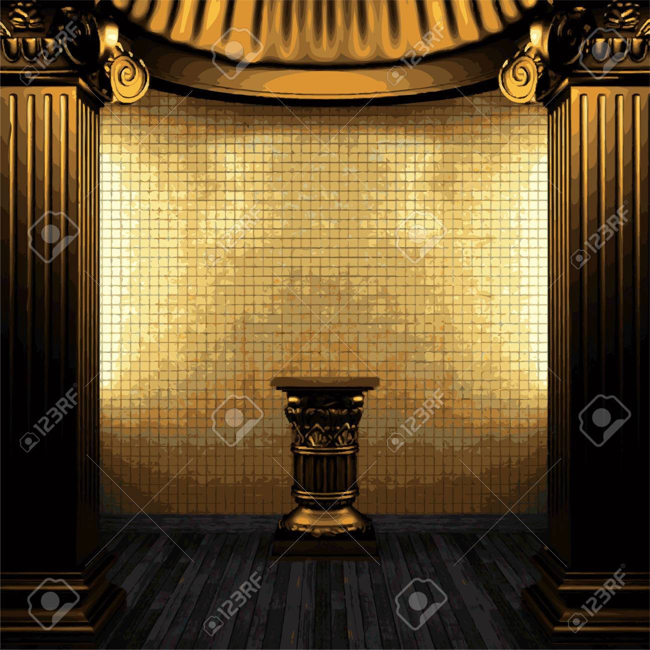 Vektor brons pelare, sockel och kakel vägg royalty fri clipart ...
