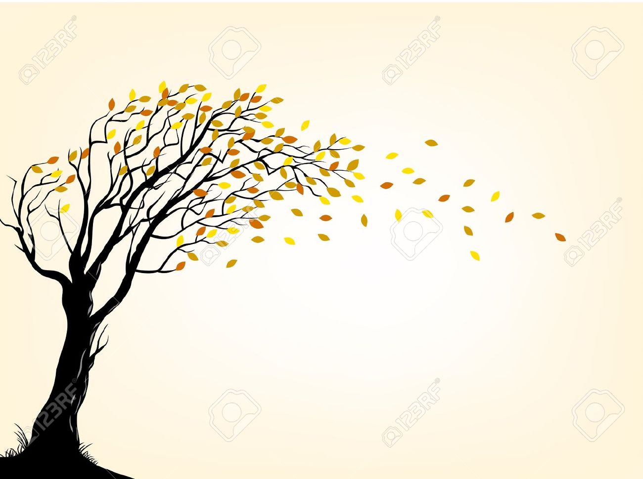 In the Wind Blowing Leaves Clip Art