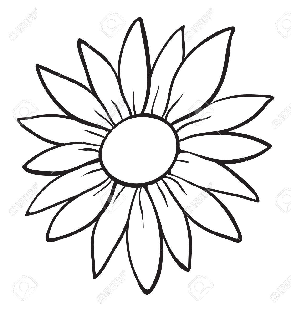 Easy Flower Drawing Outline