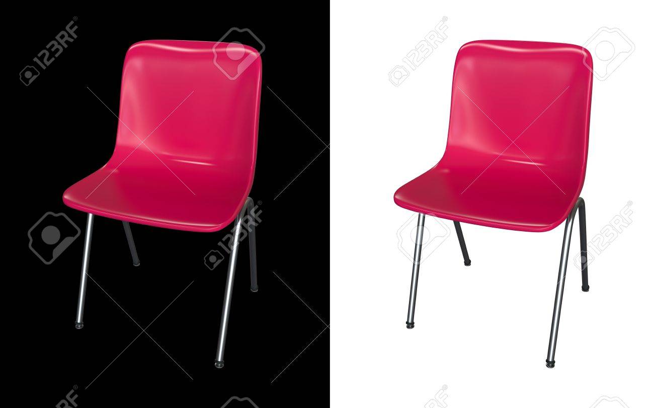 Chaise moderne rose isolé sur un fond noir et blanc. intérieur de ...